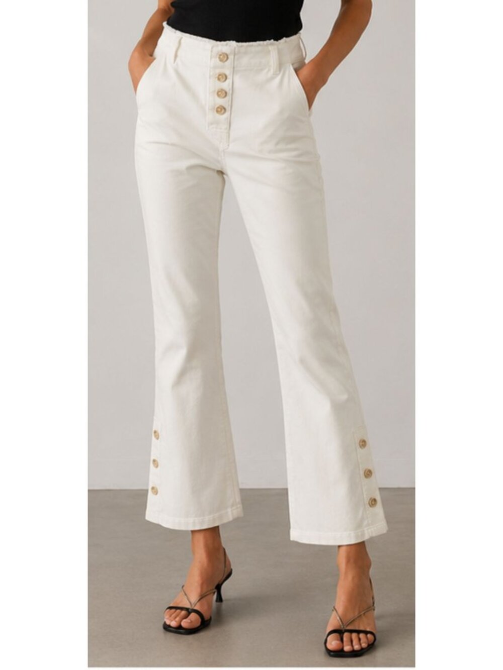 Proenza Schouler White Button-Hem Kick Flare Pants Made in Italy Size 6